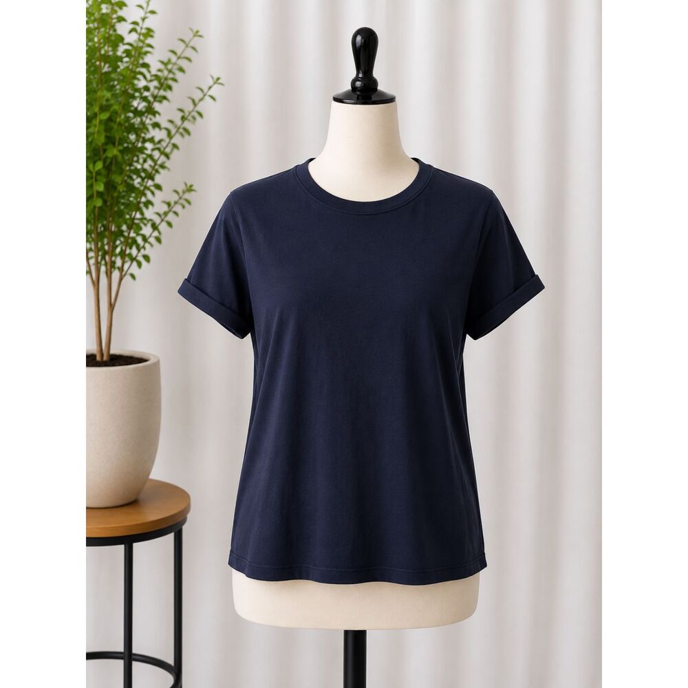 Max Studio Women’s Small Navy Blue Short Sleeve T-Shirt Crew Neck NWT
